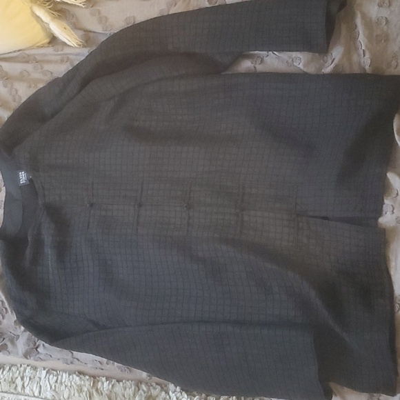 Eileen Fisher WOMAN Black Round Neck Frog Closure Cardigan. - Picture 1 of 12